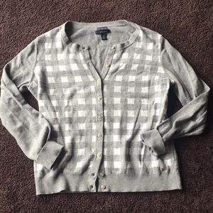 Tommy Hilfiger button down cardigan, gray &white